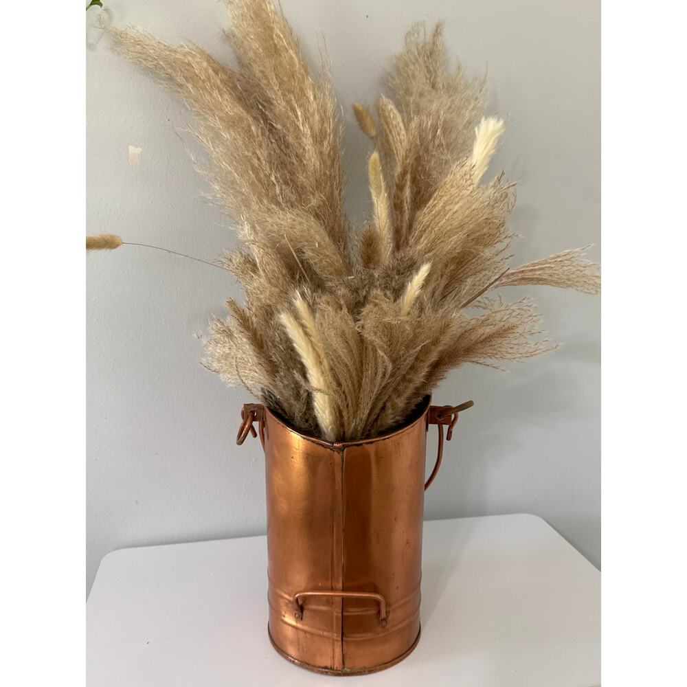 Vintage Copper Coal Bucket Fireplace Scuttle Rustic Farmhouse Umbrella Kindling